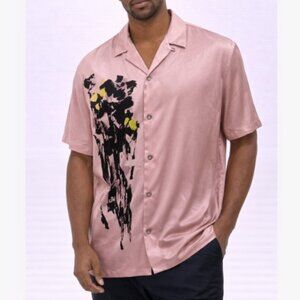 NEW w/ TAGS INC International Concepts Mauve Satin Button Down Shirt XXL Resort